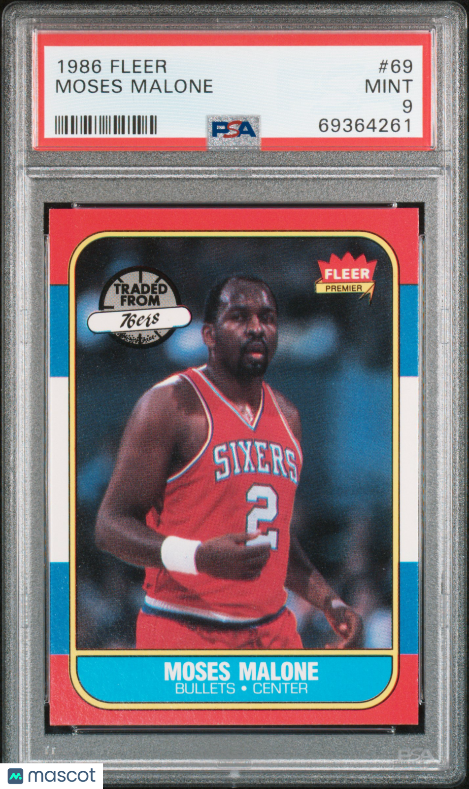 1986 Fleer Moses Malone #69 PSA 9