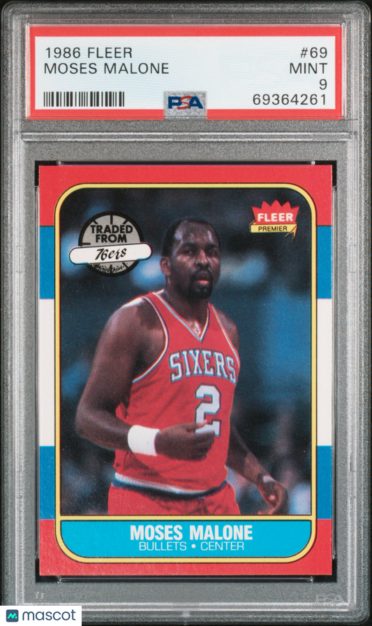 1986 Fleer Moses Malone #69 PSA 9