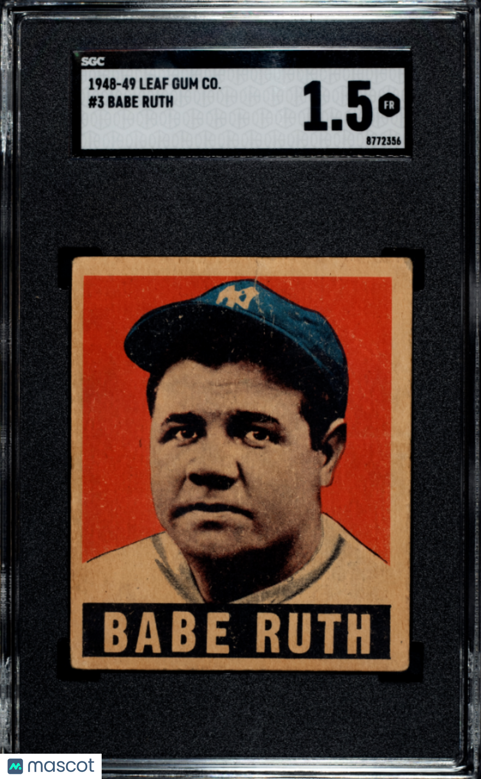 1948 Leaf Gum Co. Babe Ruth #3 SGC 1.5