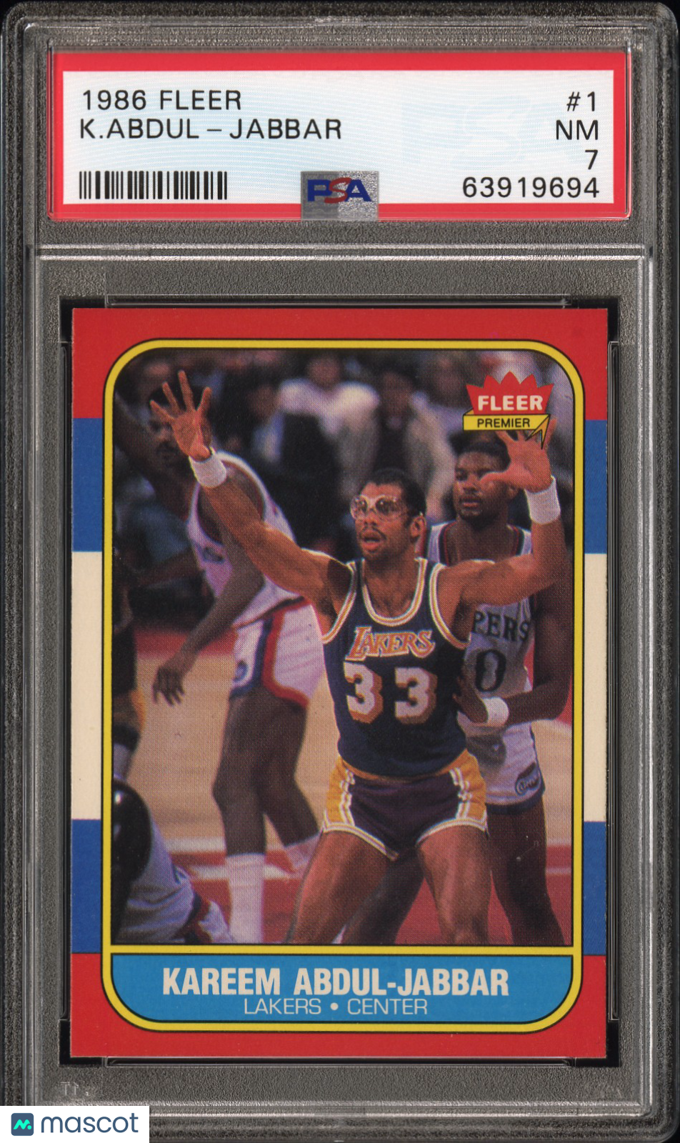 1986 Fleer Kareem Abdul-Jabbar #1 PSA 7