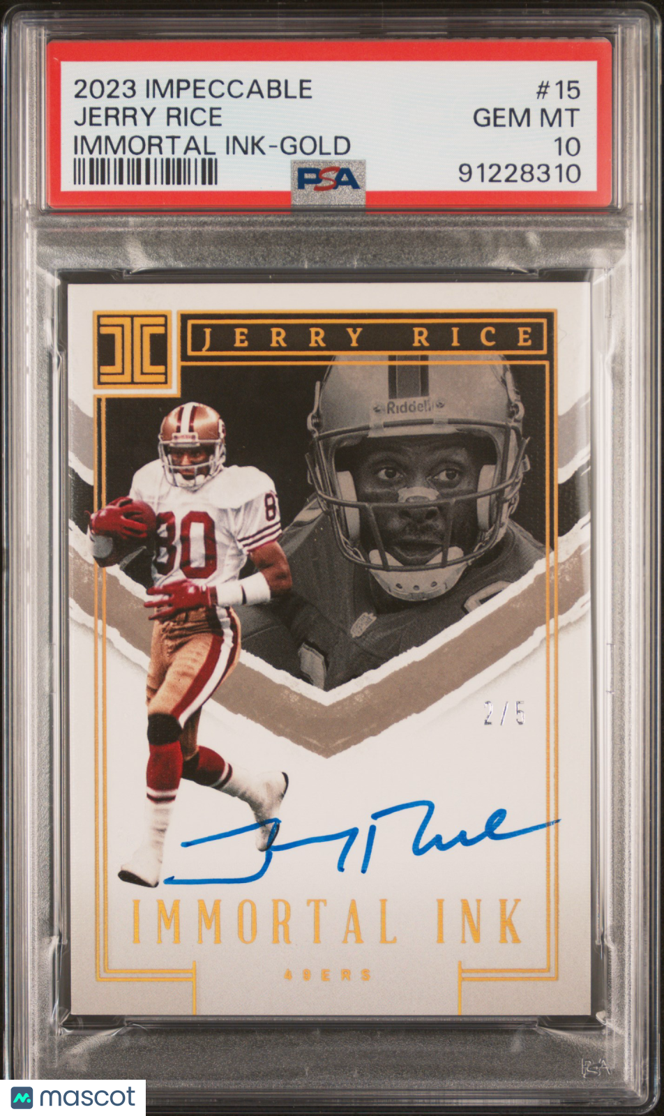 2023 Panini Impeccable Immortal Ink Jerry Rice #15 Gold PSA 10 2/5