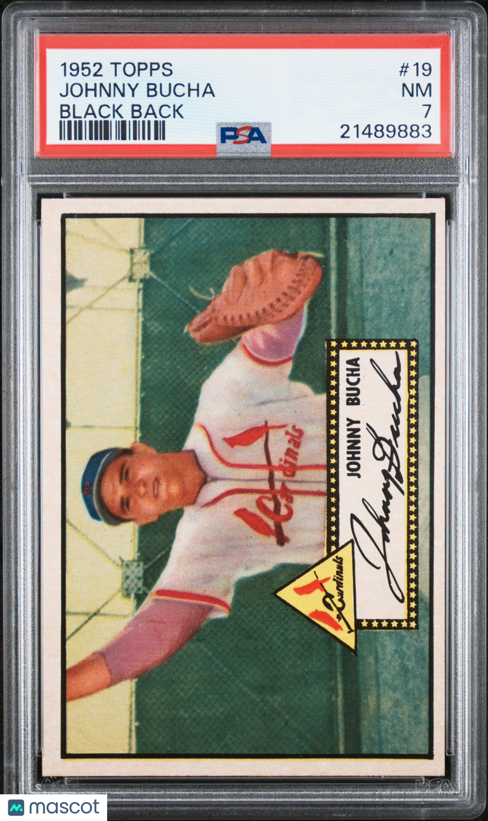 1952 Topps Johnny Bucha #19 Black Back PSA 7
