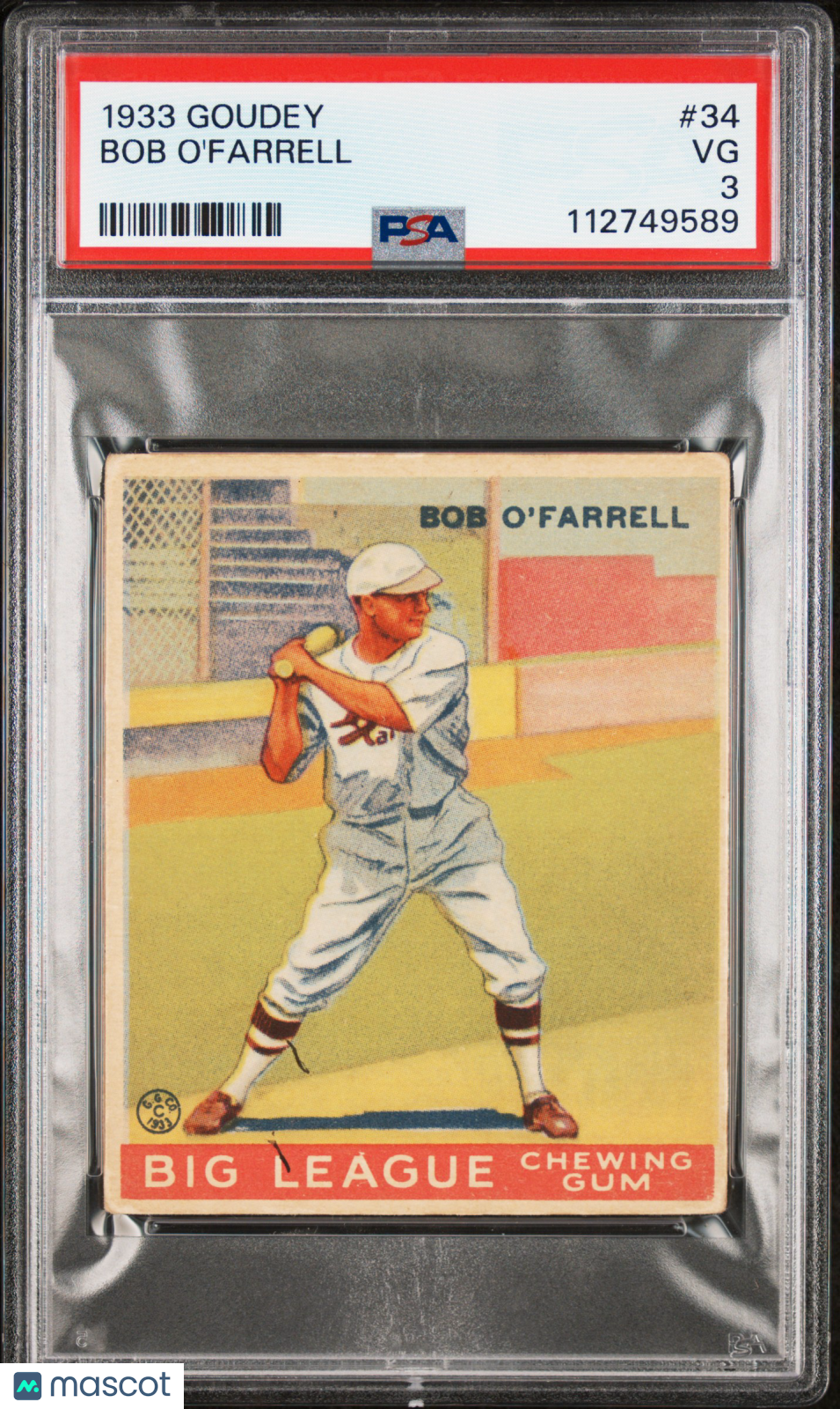 1933 Goudey Bob O'farrell #34 PSA 3
