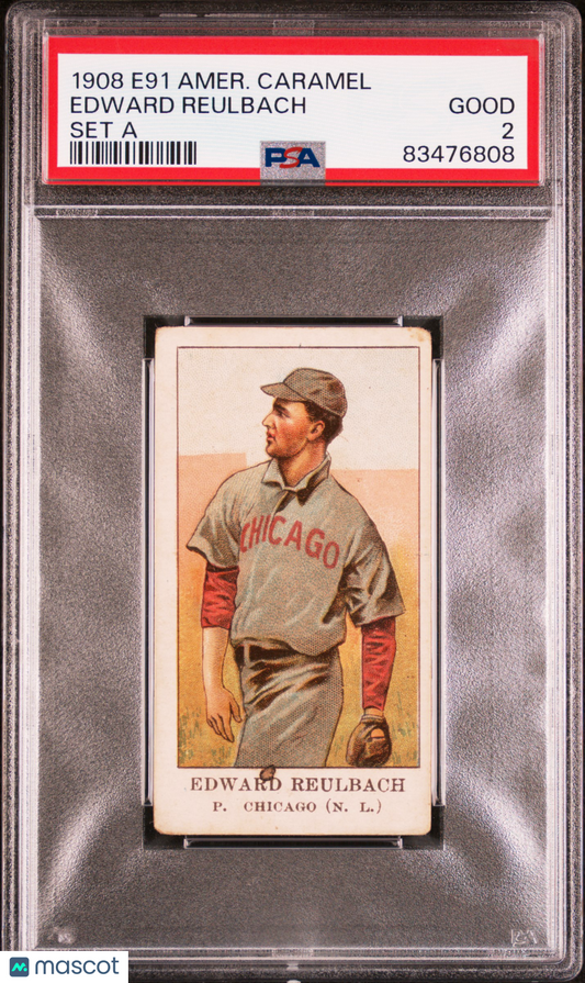 1908 E91 American Caramel Set A Edward Reulbach PSA 2