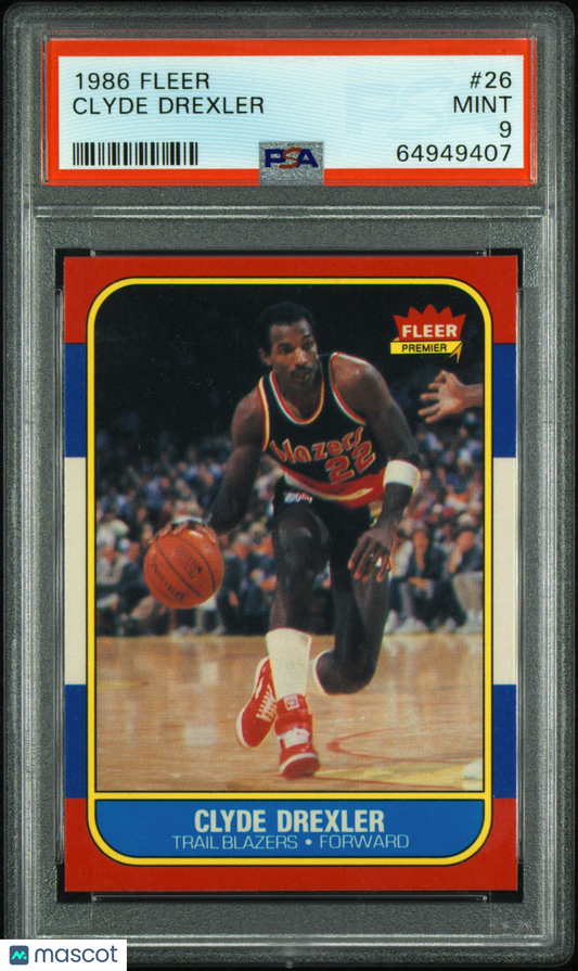 1986 Fleer Clyde Drexler #26 PSA 9