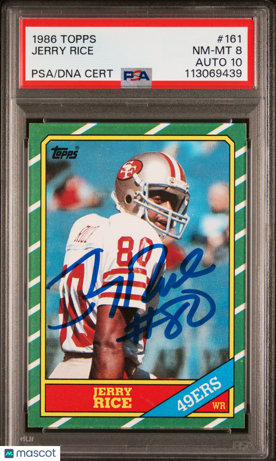 1986 Topps Jerry Rice #161 PSA 8 Auto 10