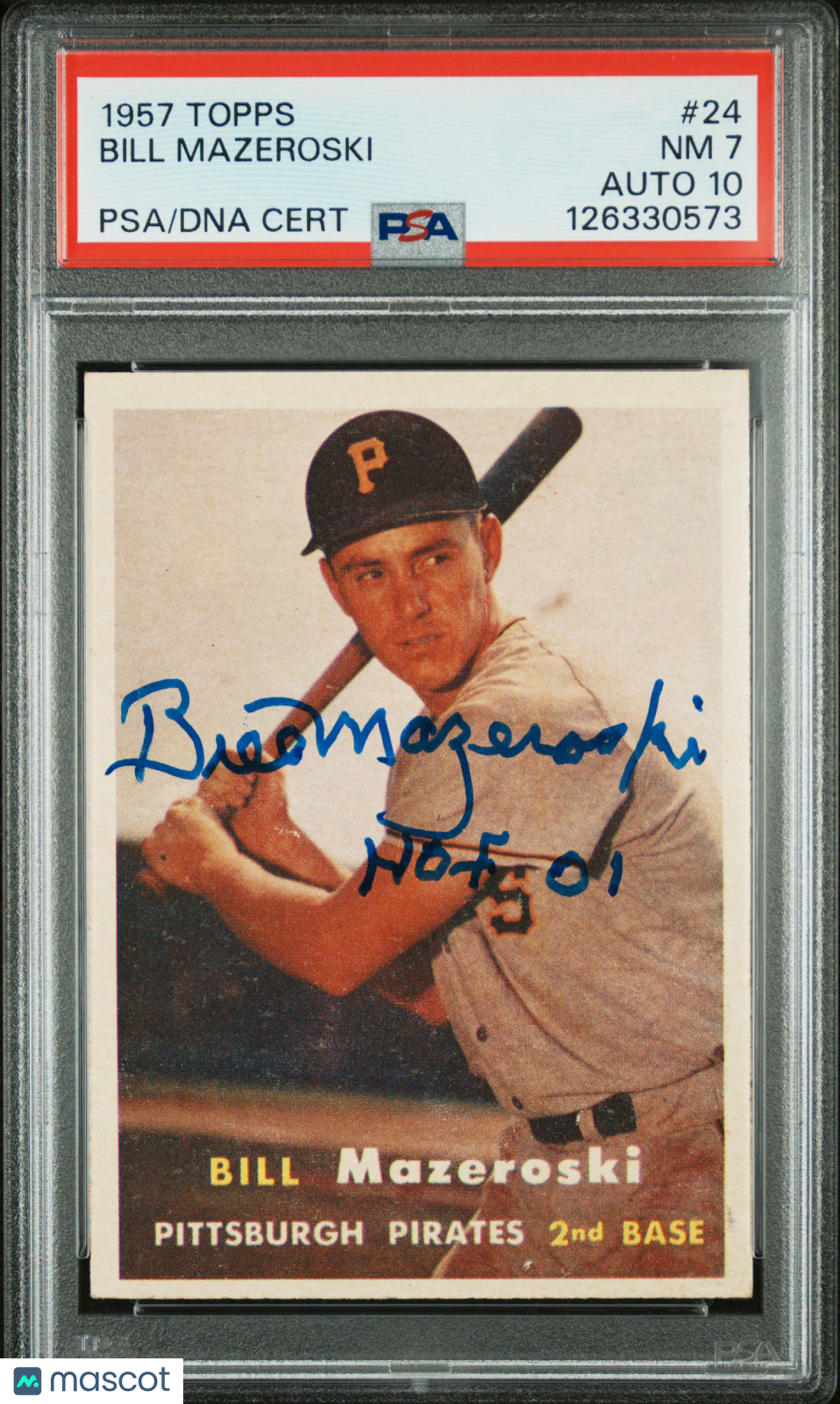 1957 Topps Bill Mazeroski #24 PSA 7 Auto 10