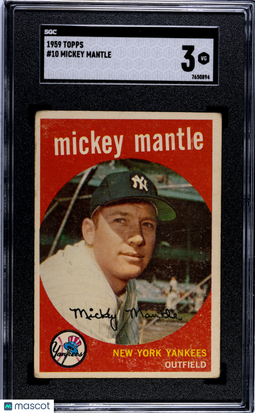 1959 Topps Mickey Mantle #10 SGC 3