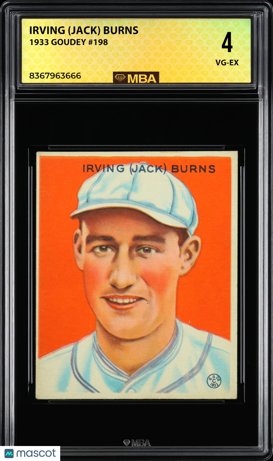 1933 Goudey Irving (Jack) Burns #198 MBA 4
