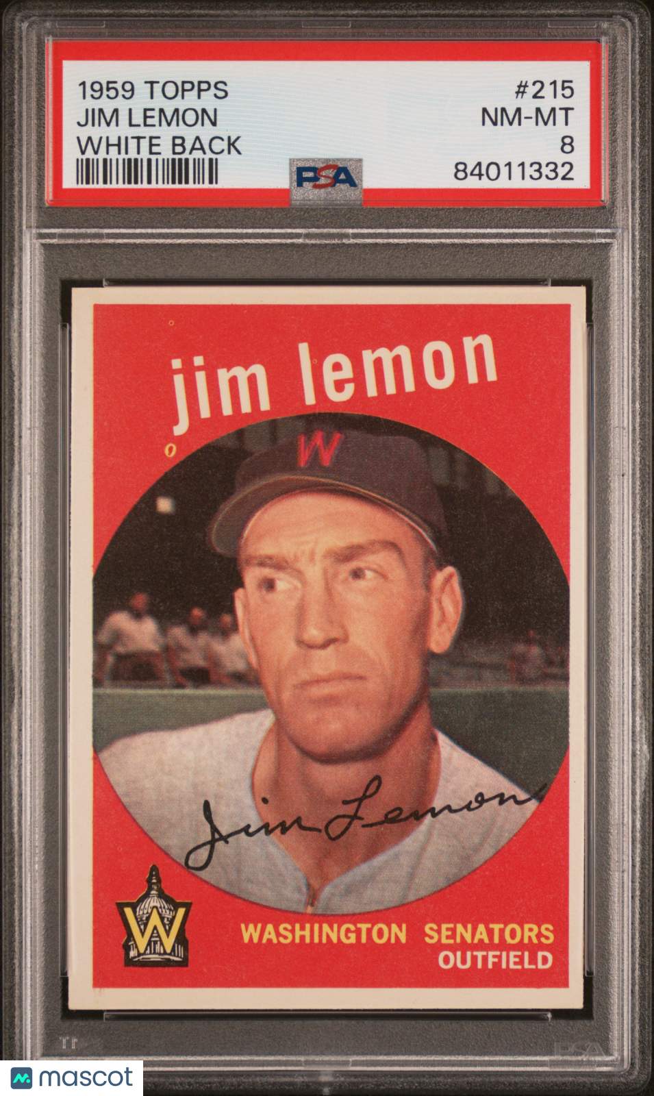 1959 Topps Jim Lemon #215 White Back PSA 8