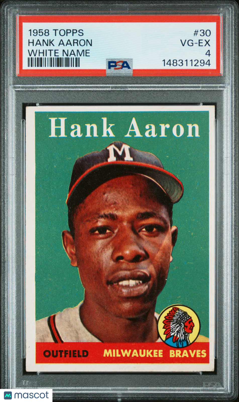 1958 Topps Hank Aaron #30 White Name PSA 4
