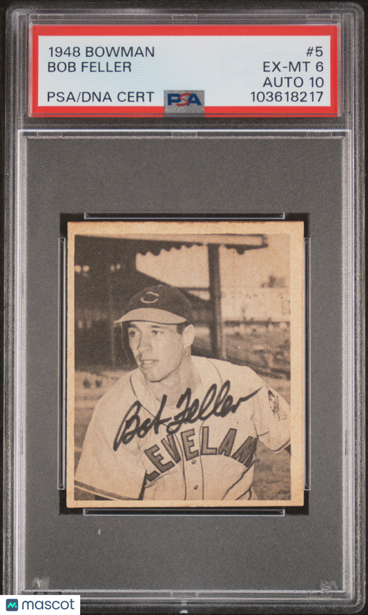1948 Bowman Bob Feller #5 PSA 6 Auto 10