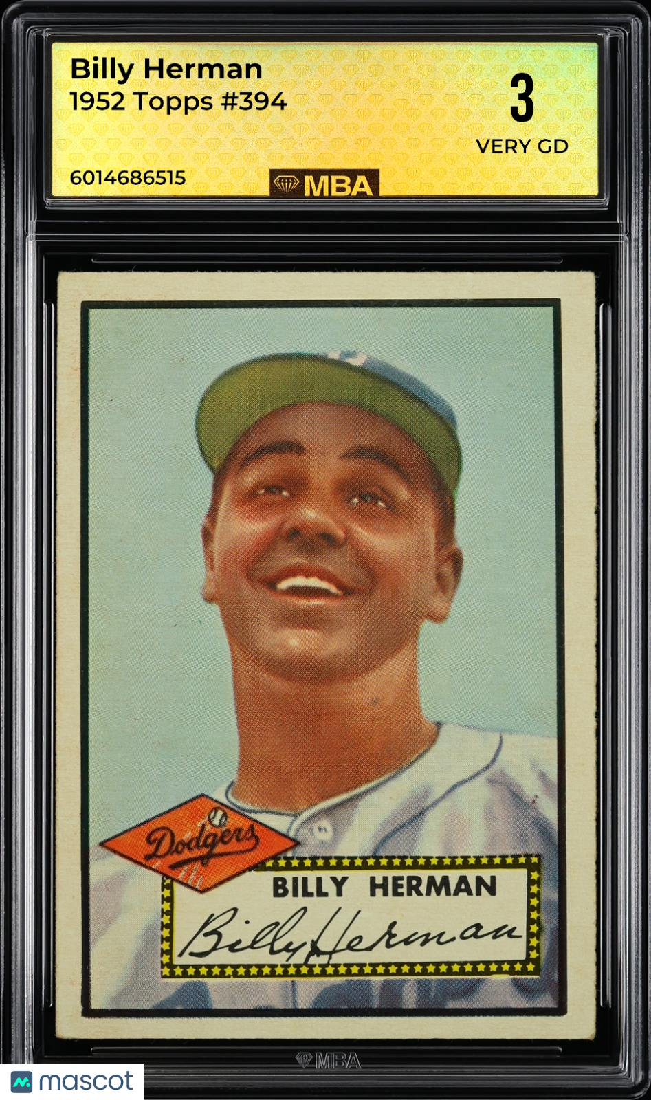 1952 Topps Billy Herman #394 MBA 3