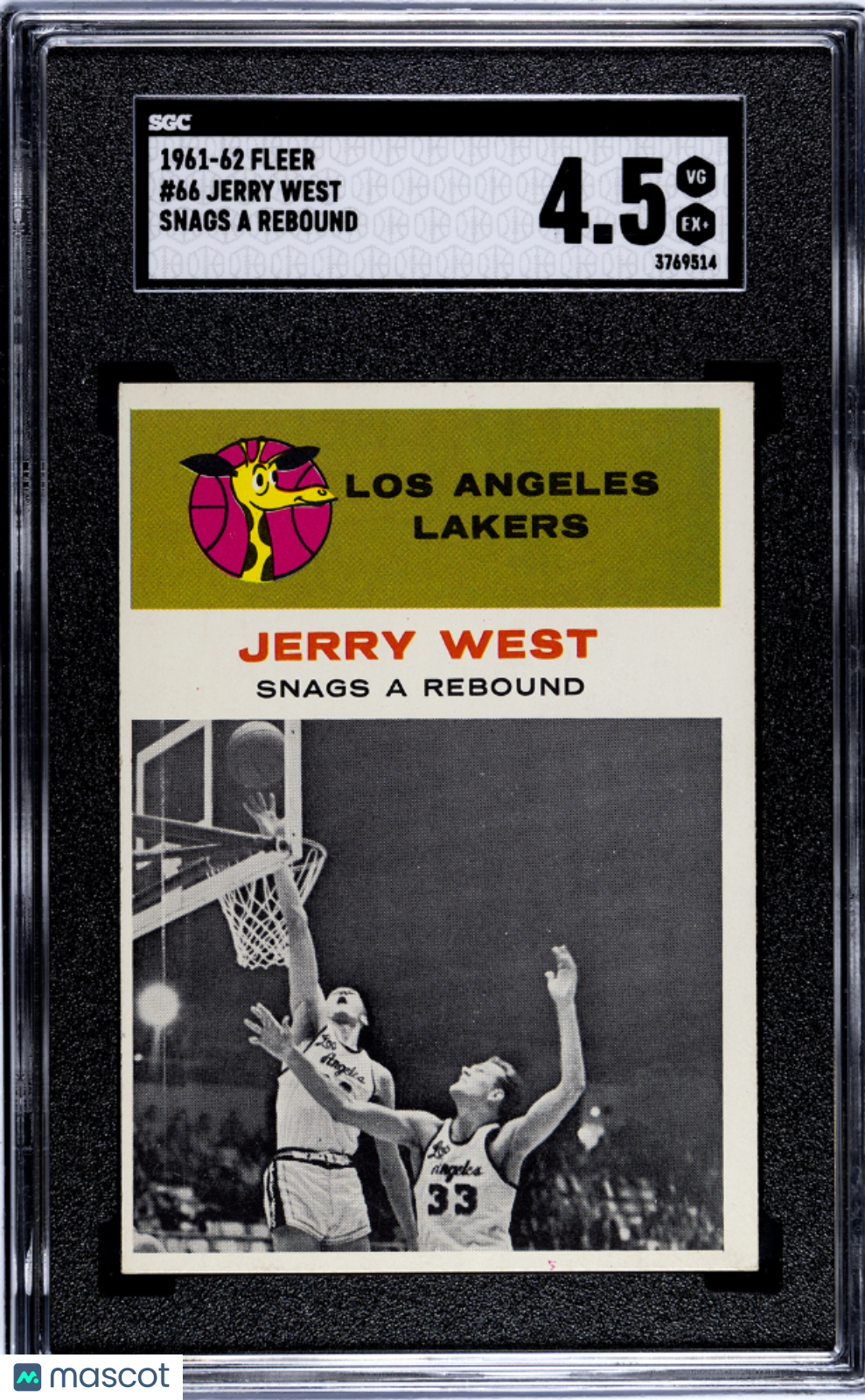 1961 Fleer Jerry West #66 Snags A Rebound SGC 4.5