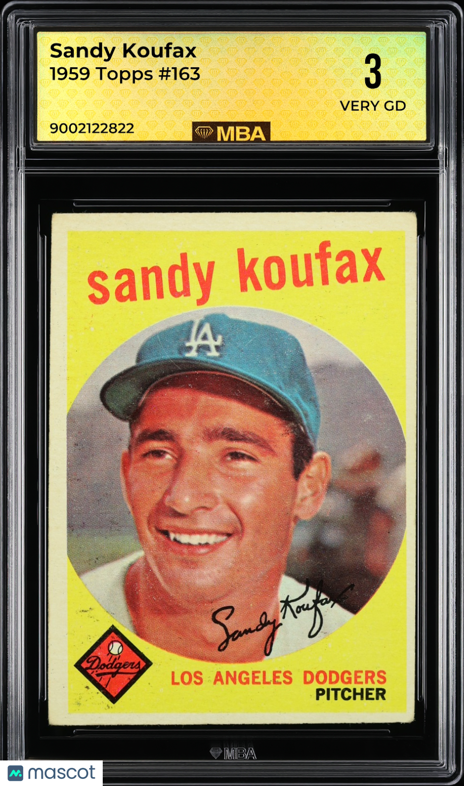 1959 Topps Sandy Koufax #163 MBA 3