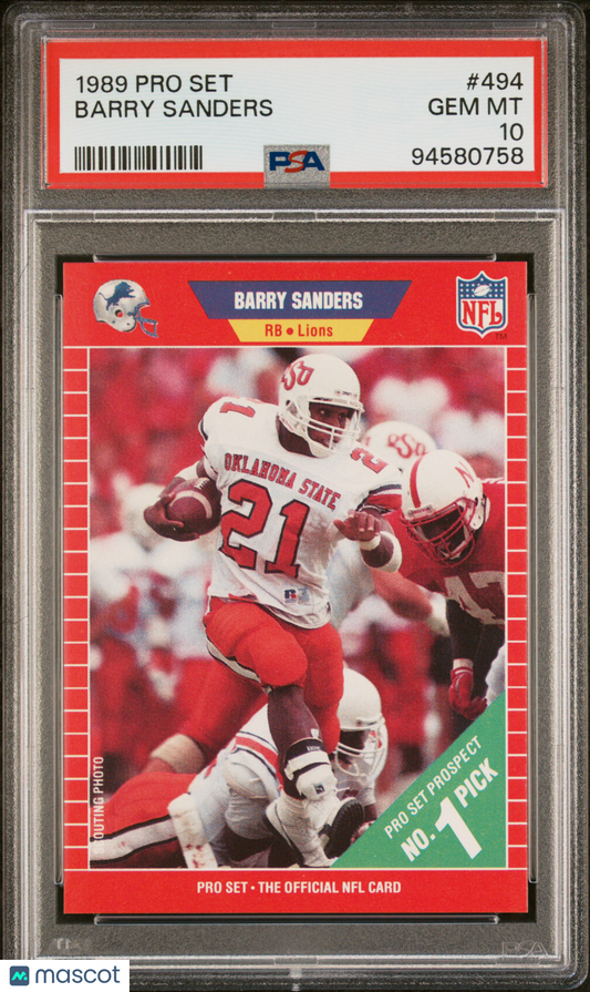 1989 Pro Set Barry Sanders #494 PSA 10