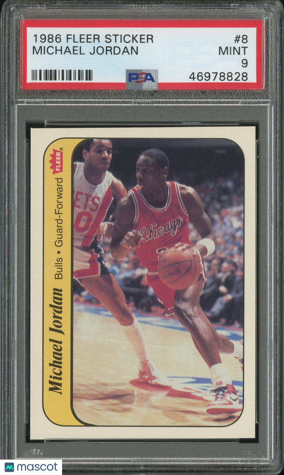 1986 Fleer Sticker Michael Jordan #8 PSA 9