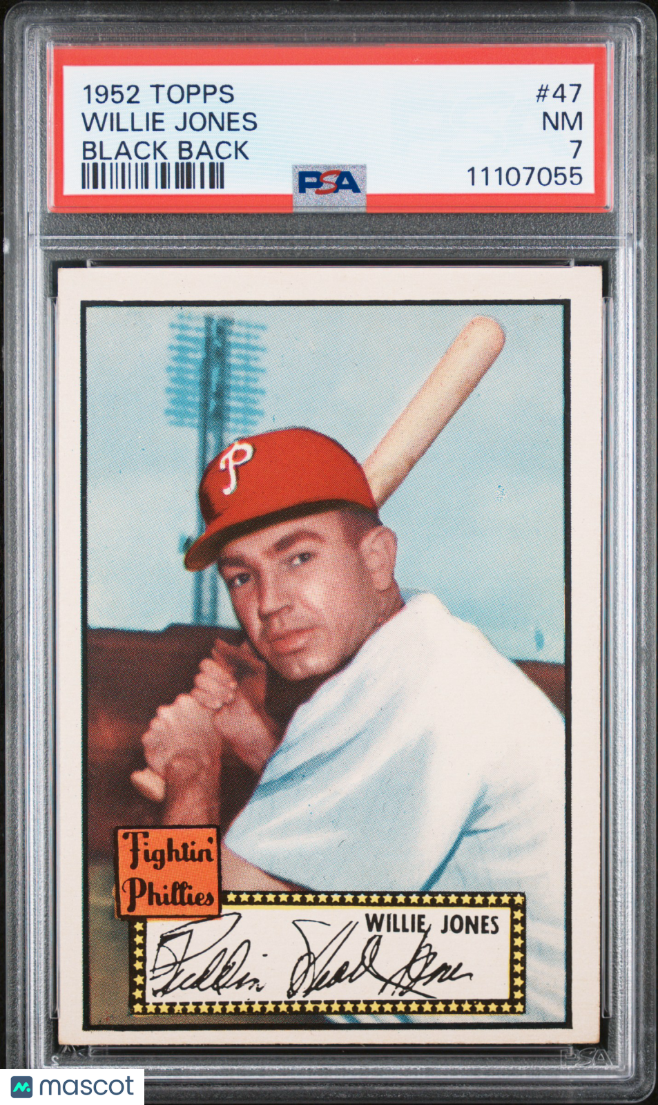 1952 Topps Willie Jones #47 Black Back PSA 7