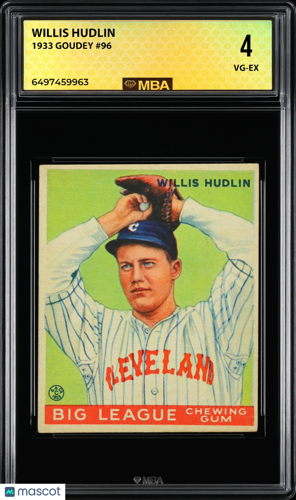 1933 Goudey Willis Hudlin #96 MBA 4
