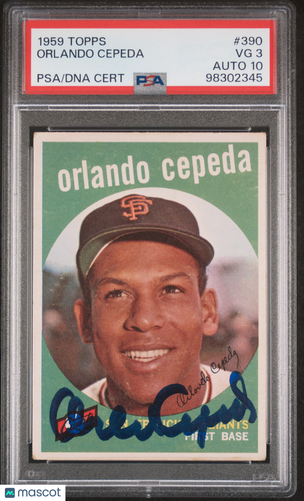 1959 Topps Orlando Cepeda #390 PSA 3 Auto 10
