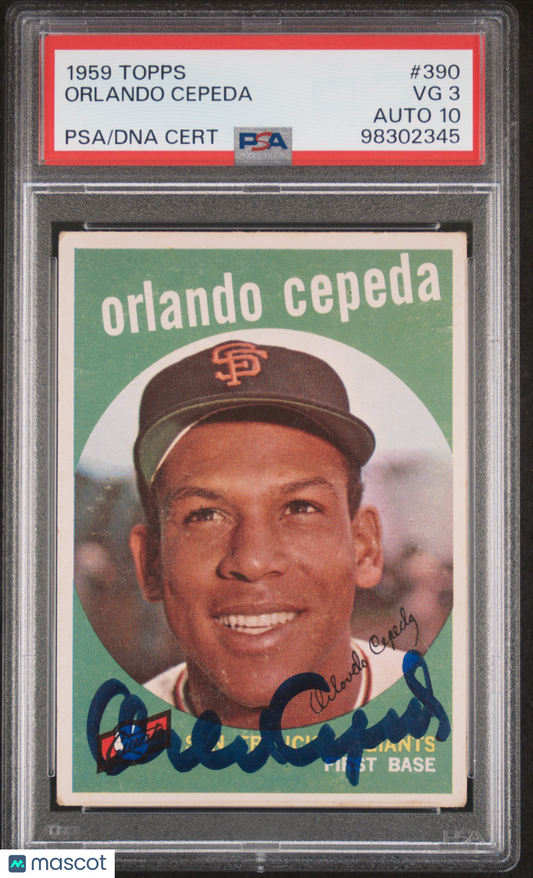 1959 Topps Orlando Cepeda #390 PSA 3 Auto 10