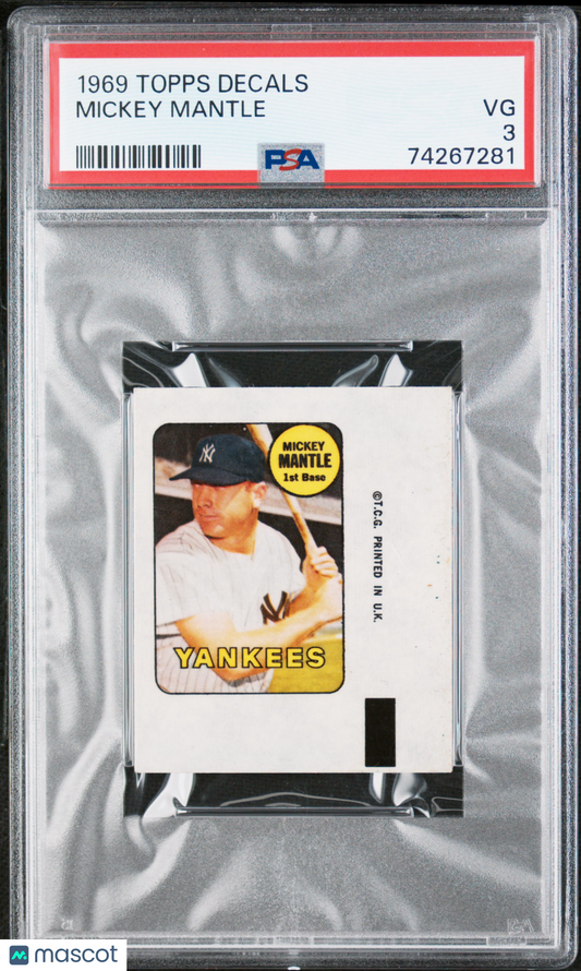 1969 Topps Decals Mickey Mantle PSA 3