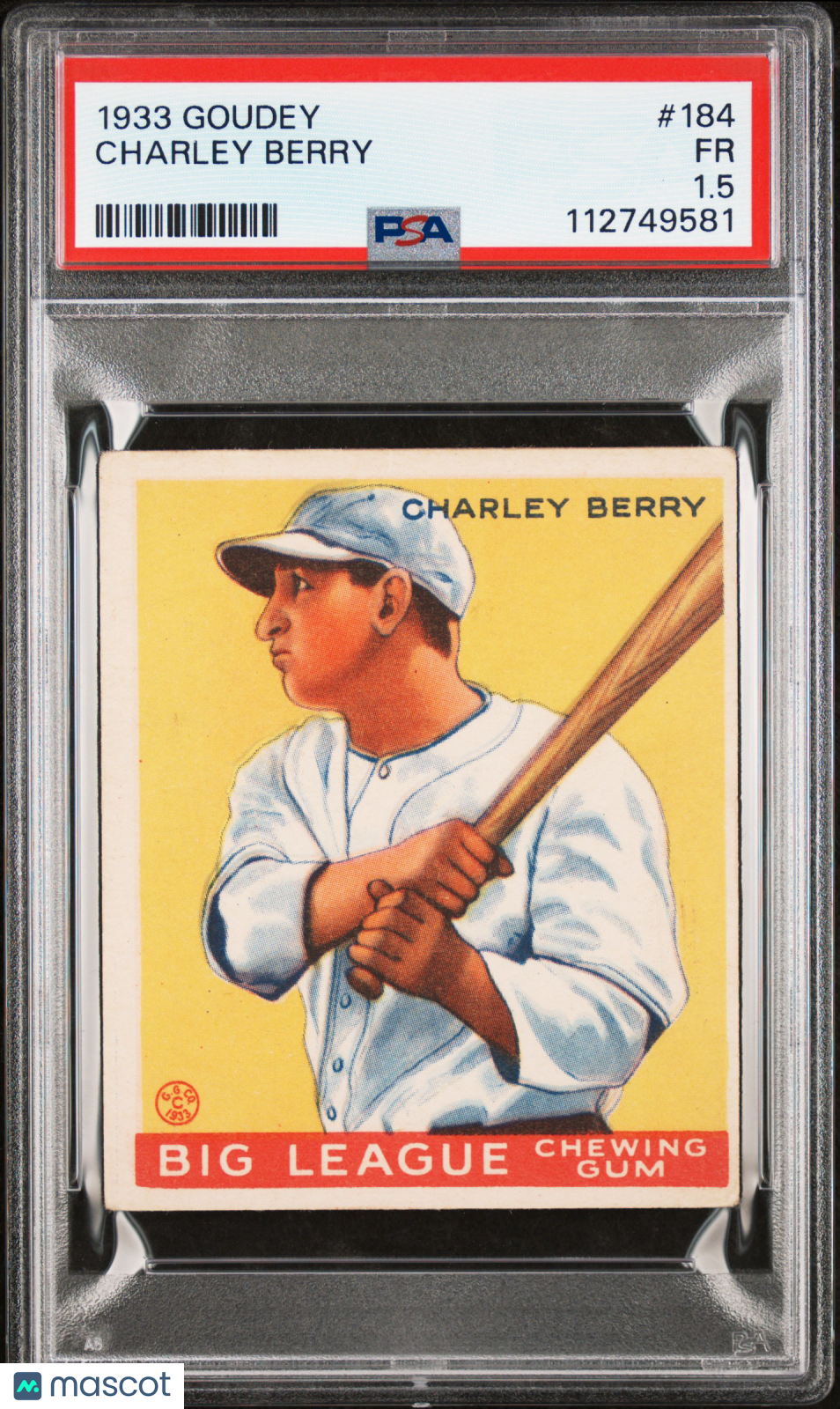 1933 Goudey Charley Berry #184 PSA 1.5