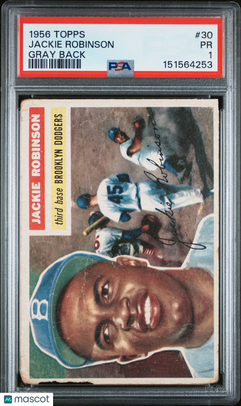 1956 Topps Jackie Robinson #30 Gray Back PSA 1