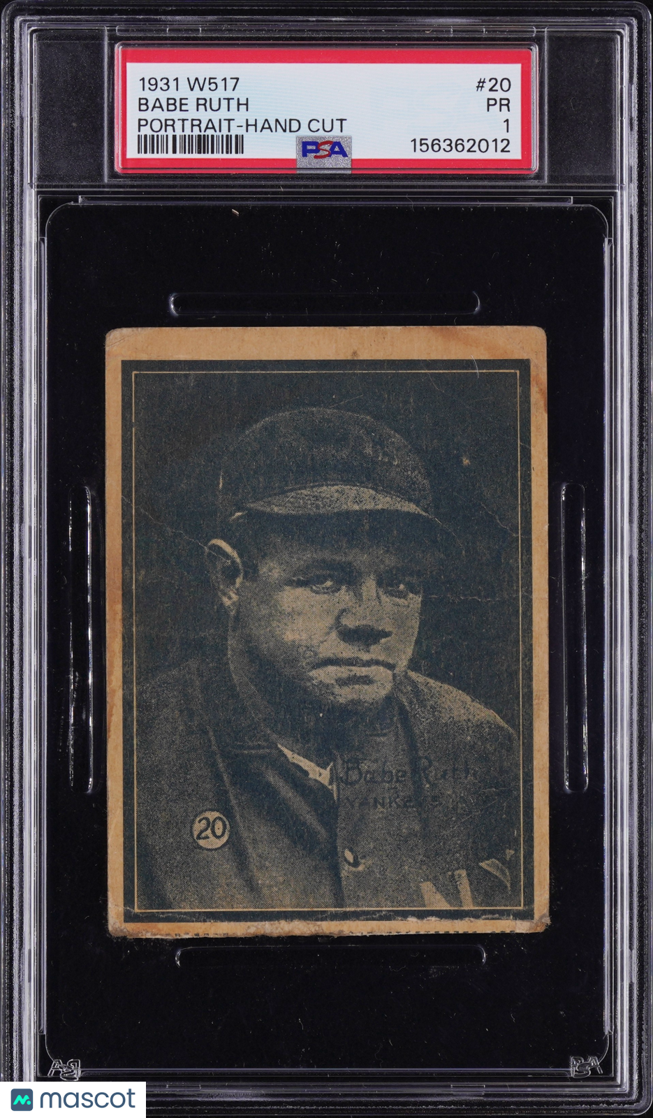 1931 W517 Babe Ruth #20 Portrait Hand Cut PSA 1