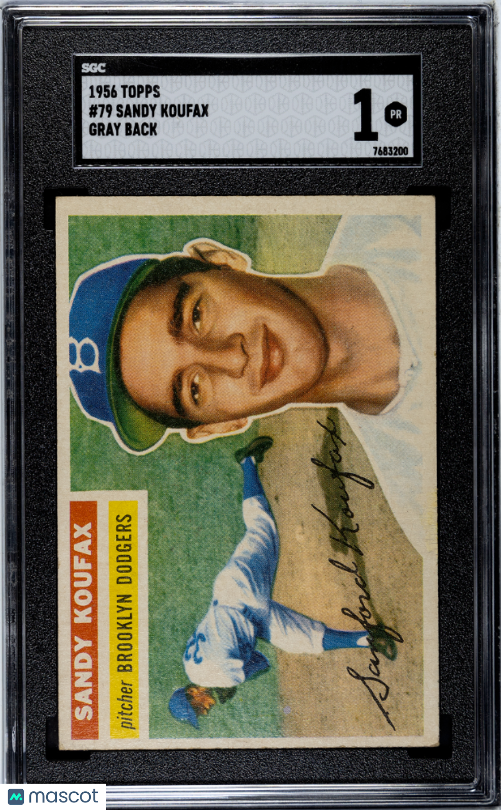 1956 Topps Sandy Koufax #79 Gray Back SGC 1