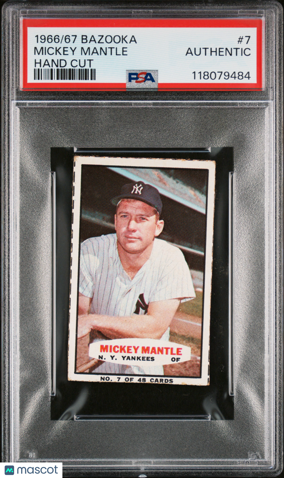 1966-67 Bazooka Mickey Mantle #7 Hand Cut PSA A