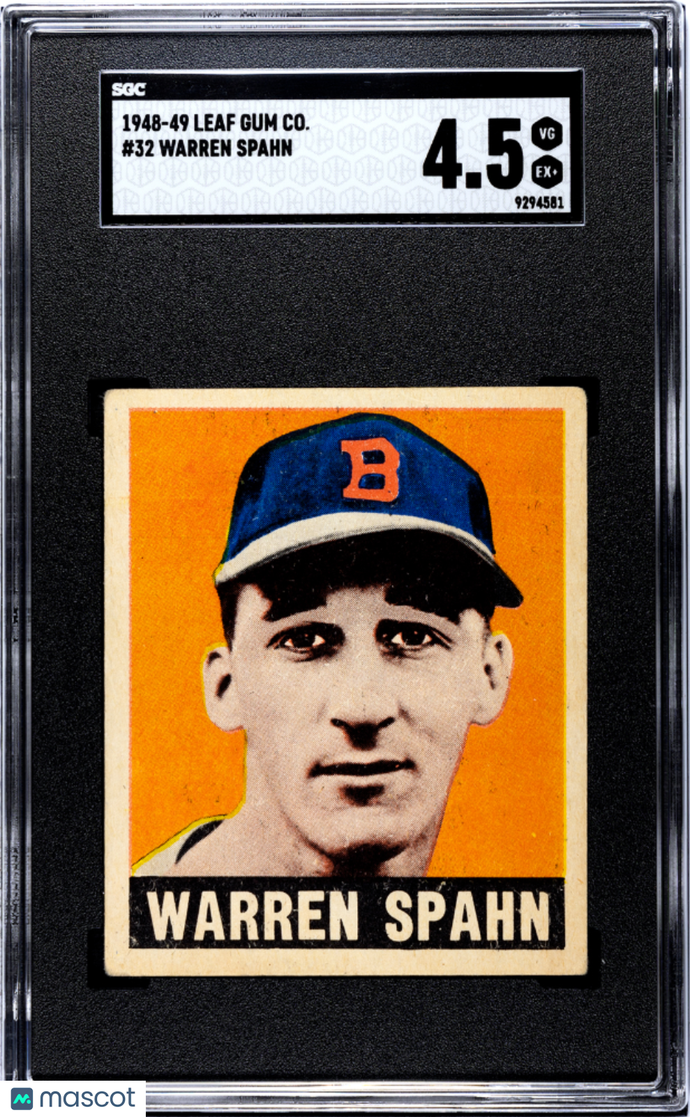 1948 Leaf Gum Co. Warren Spahn #32 SGC 4.5