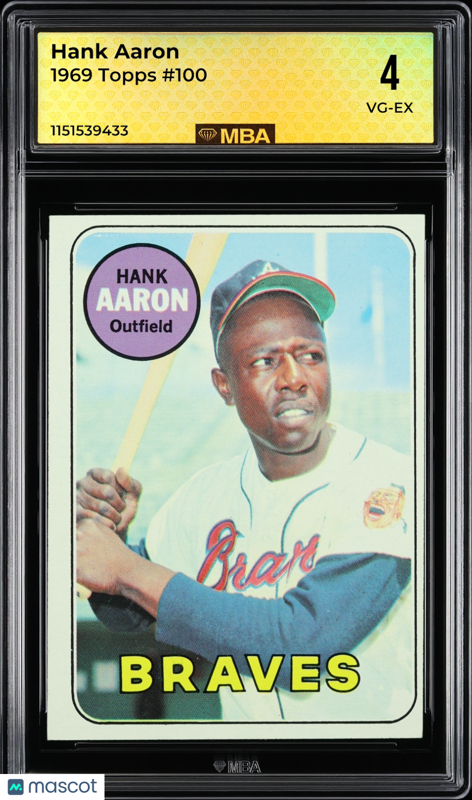 1969 Topps Hank Aaron #100 MBA 4