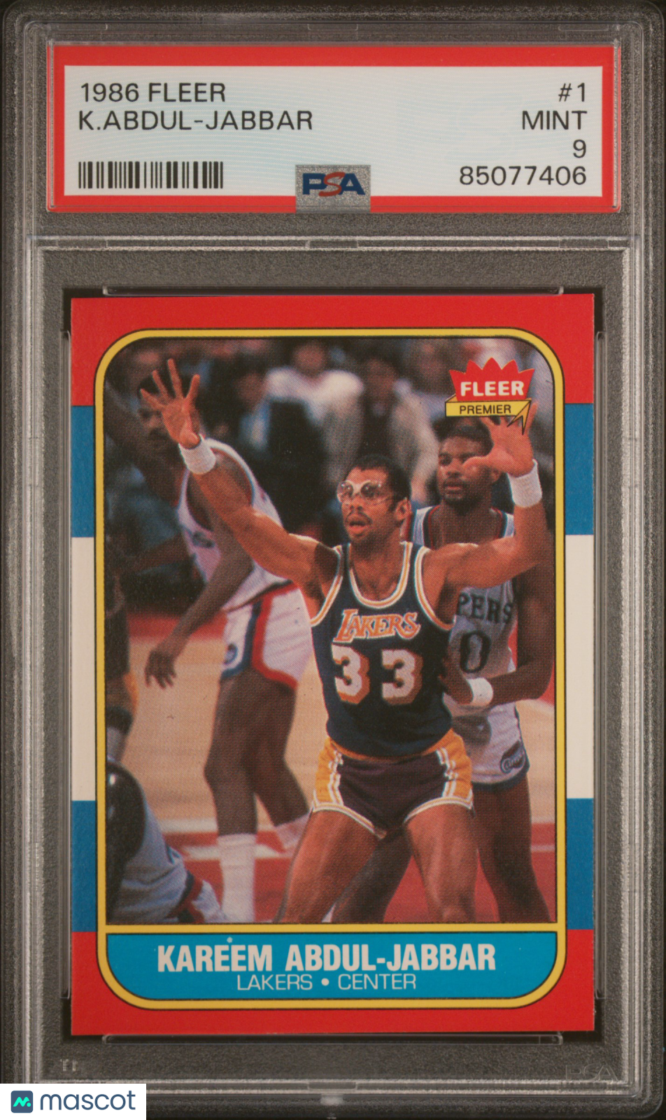 1986 Fleer Kareem Abdul-Jabbar #1 PSA 9