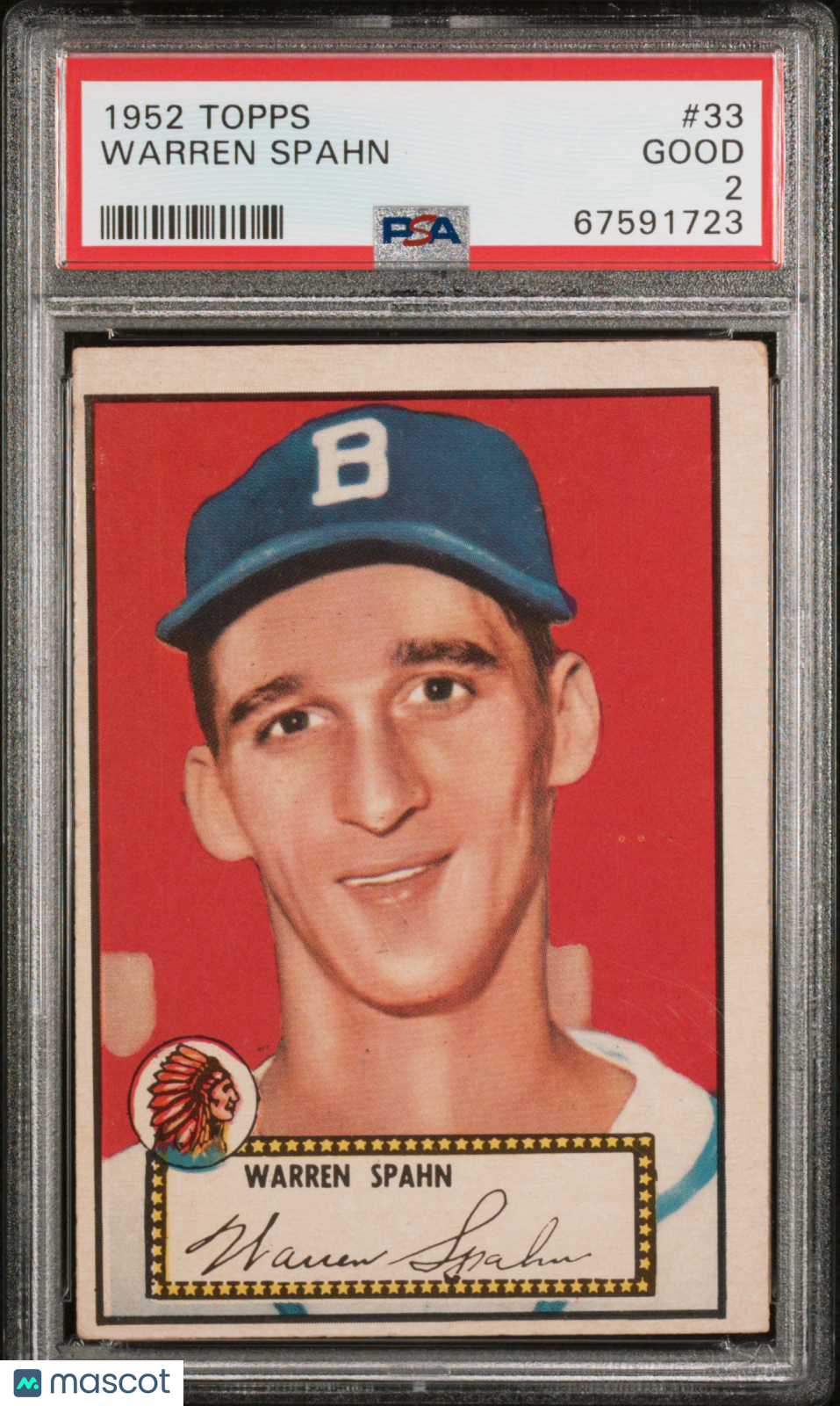 1952 Topps Warren Spahn #33 PSA 2