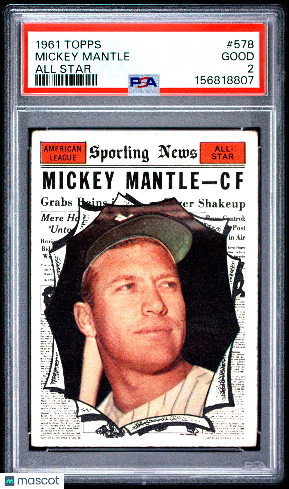 1961 Topps Mickey Mantle #578 All Star PSA 2
