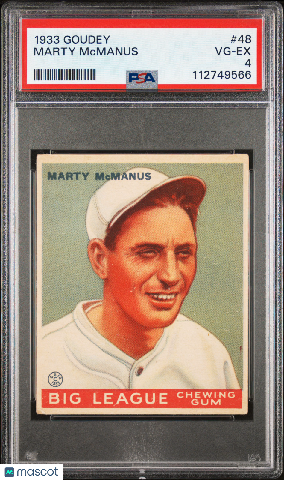 1933 Goudey Marty Mcmanus #48 PSA 4