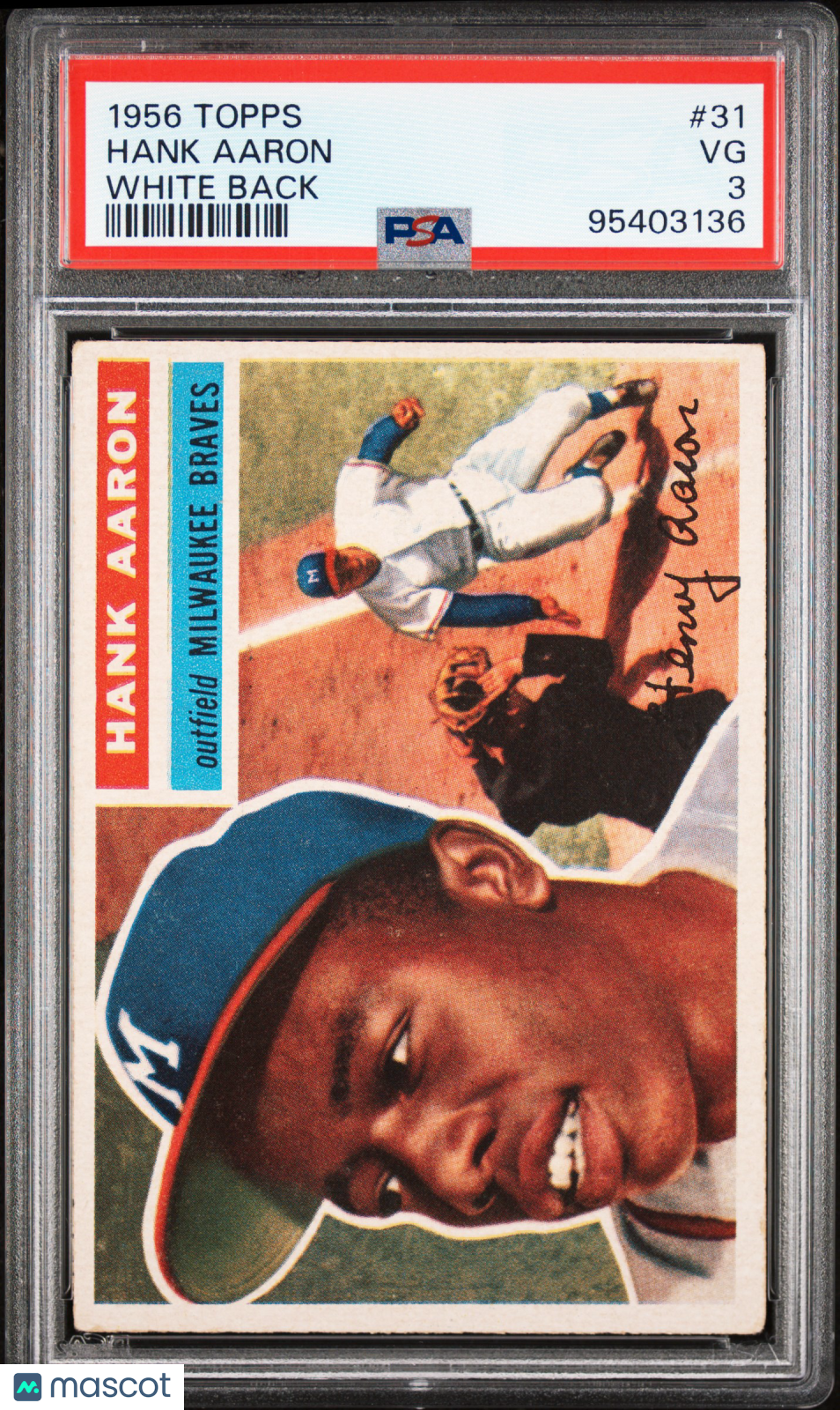 1956 Topps Hank Aaron #31 White Back PSA 3