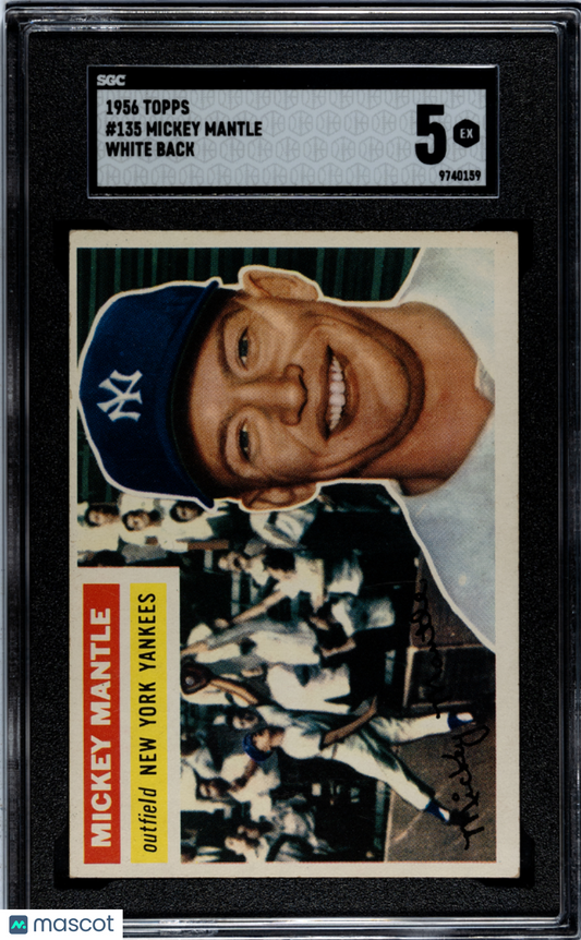1956 Topps Mickey Mantle #135 White Back SGC 5
