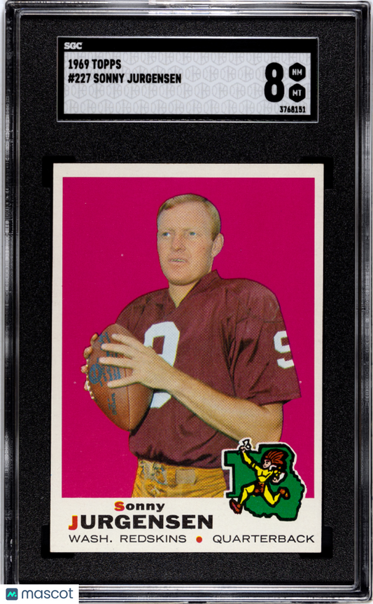 1969 Topps Sonny Jurgensen #227 SGC 8