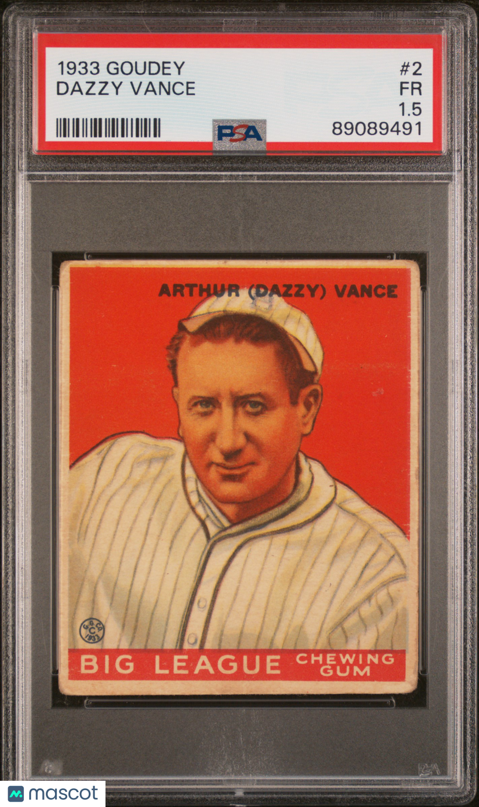1933 Goudey Dazzy Vance #2 PSA 1.5