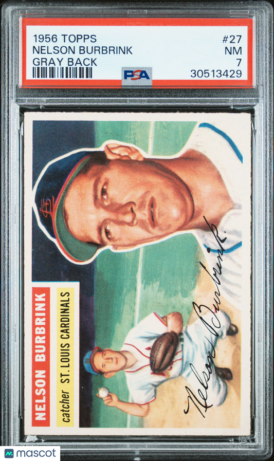 1956 Topps Nelson Burbrink #27 Gray Back PSA 7