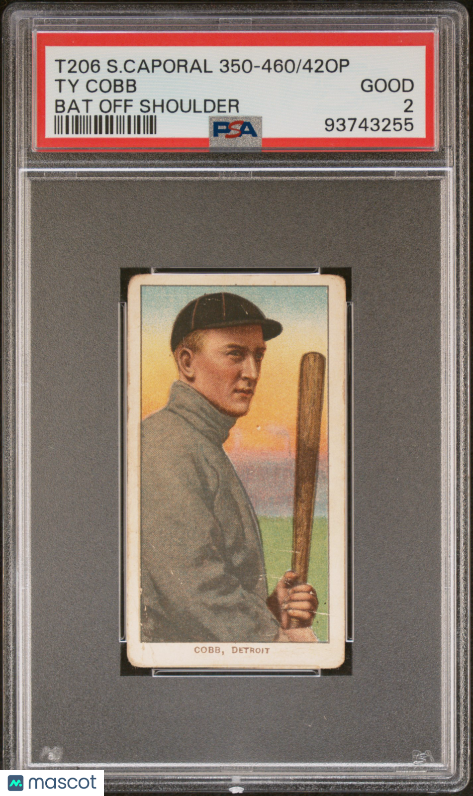 1909-11 T206 Sweet Caporal 350-460/42op Ty Cobb Bat Off Shoulder PSA 2