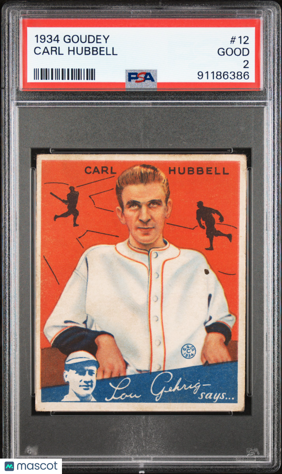 1934 Goudey Carl Hubbell #12 PSA 2