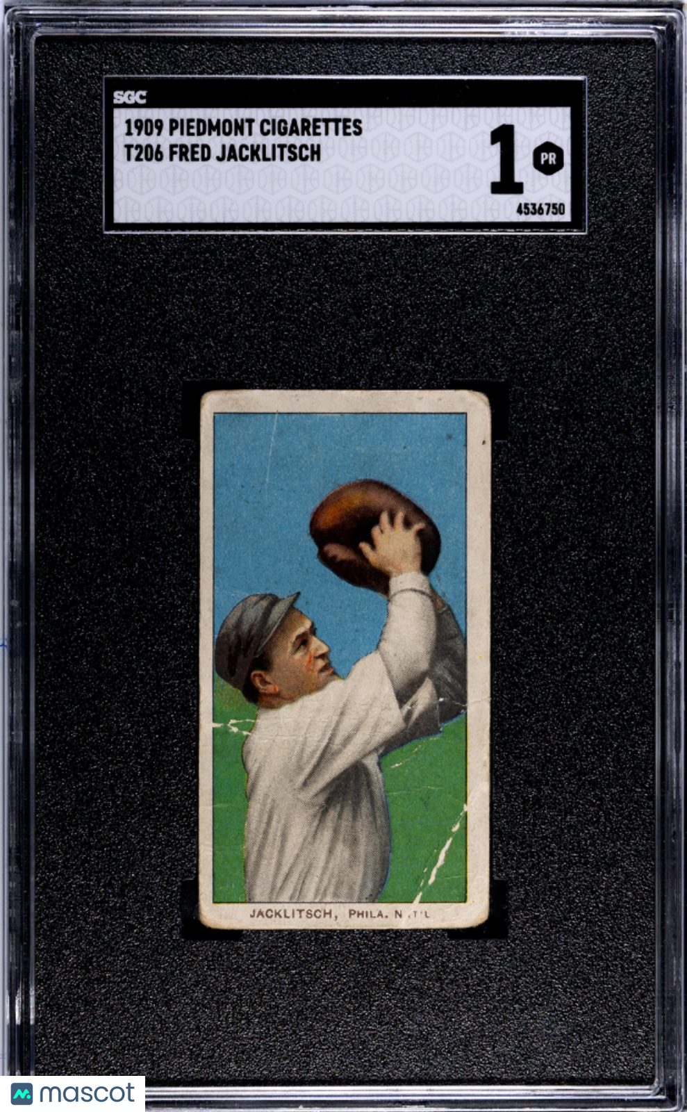 1909 Piedmont Cigarettes (T206) Fred Jacklitsch SGC 1