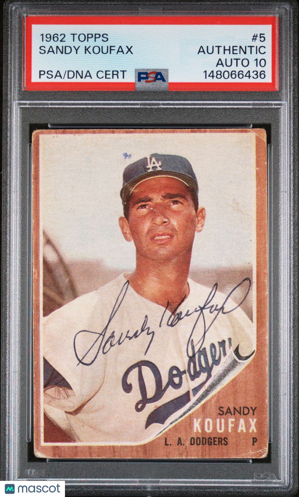 1962 Topps Sandy Koufax #5 PSA A Auto 10
