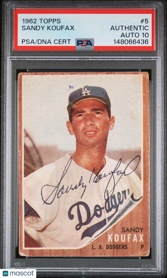 1962 Topps Sandy Koufax #5 PSA A Auto 10