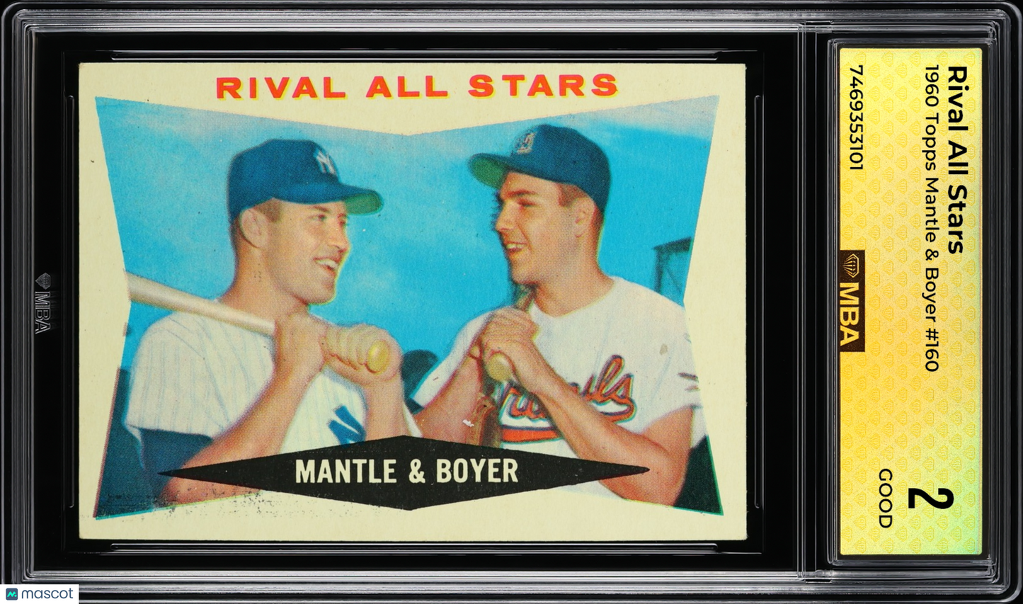 1960 Topps Rival All Stars #160 Mantle & Boyer MBA 2