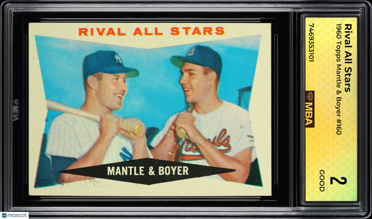 1960 Topps Rival All Stars #160 Mantle & Boyer MBA 2