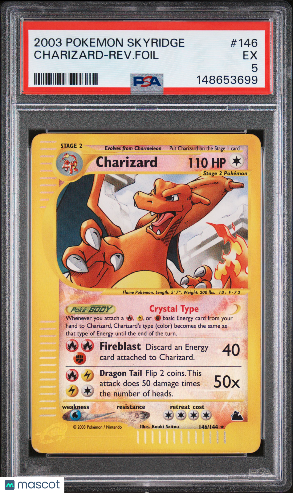 2003 Pokemon Skyridge Charizard-Rev. Foil PSA 5 #146